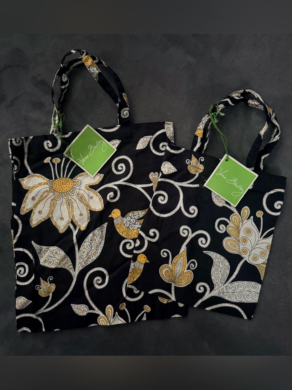 Vera Bradley RETIRED Yellow Bird Design Small Tote Set
